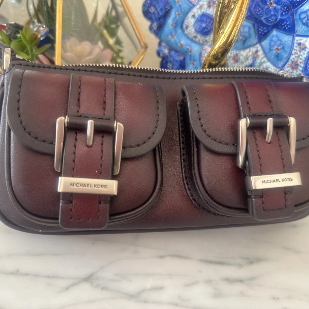 Michael Kors Burgundy Leather Women's Bag - Picture 2 of 16